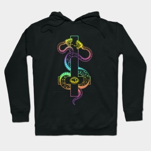 inverted cross. satanic two-headed serpent Hoodie